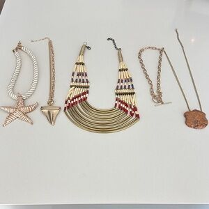 Gold and Red Beaded Necklace